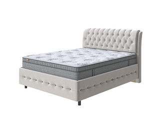 Кровать Como (Veda) 4 Grand с ПМ + Матрас Optima Comfort M (Ткань: Велюр Forest 726 Светло-бежевый) 200x220