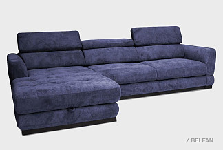 "Орландо" диван с оттоманкой; раскл.; 3MR8ML; "Впередвыкатной" (1580х1920); левый; венге; Valencia Marrine (35900(1)) (гр.22/ЛЗ)