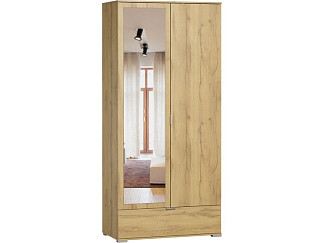 Распашной шкаф Стелла 2.1-100x240 Дуб Золотистый с зеркалом