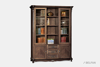 Шкаф комбинированный для библиотеки "Алези "; табак