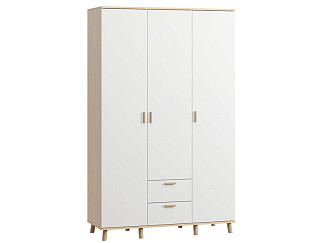 Распашной шкаф Пронто 3-130x210 Береза/Белый