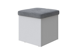 Пуфик Пуф Como/Veda (ЛДСП Белая+ткань Белый/Sohu Сталь) 42x42