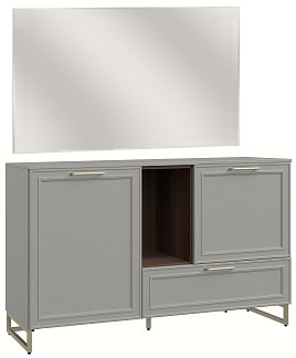 Комод 2дв., 1ящ., метал.опоры+зеркало ZU6 Montreal серый