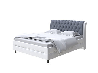 Кровать Como (Veda) 4 с ПМ + Матрас Orto Comfort Middle (Экокожа Белый/Темно-синий) 200x190