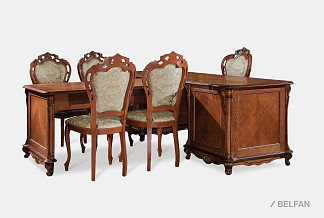 Стол письменный "Алези" с приставкой; античная бронза