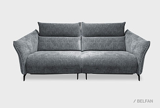 "Флойд" диван 2-х модульный; 1EL+1R; Реклайнер; металл черный; Afalin 15 (гр. 2/АВ)