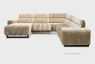 "Genesi" диван угловой с оттоманкой; раскл.; 8L+10W+90+1ER; Реклайнер; Sharli 02; (гр.1/БК)