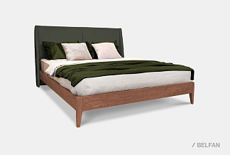 Кровать "Сакраменто" (мягкое изголовье); без основания, без матраса; (2000x2000); трюфель; Nashville 10