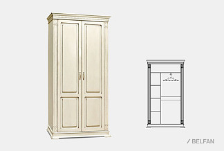 Шкаф для одежды 2-х дв. "Верди Люкс 2/2"; слоновая кость