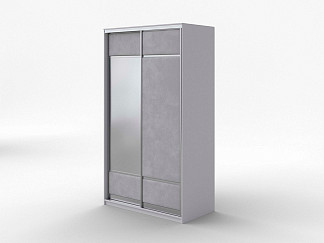 Шкаф Шкаф-купе 2х дв Como/Veda (1 зеркало) (ЛДСП Белая+ткань Белый/Laska 05 Утренний туман) 119x62