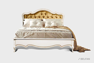 Кровать комбинированная "Трио"; без осн, без матр; (1400x2000); белая эмаль с золотой патиной; И-25 (гр.Т6)