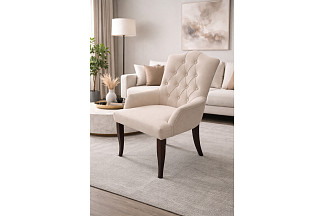 Кресло Леонардо, Д2 бежевое с ножками венге