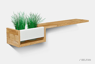 Полка с нишей "Уоллстрит" (левая); к-бейц-масло, вст-белый