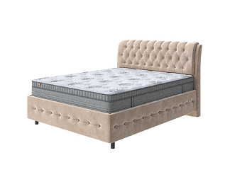 Кровать Como (Veda) 4 Grand с ПМ + Матрас Optima Comfort M (Ткань: Велюр Лофти Бежевый) 200x220