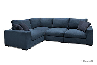 "Лофт-S" диван угловой; нераскл.; 2R901L; венге; Lunar Navy (35974)+Lunar Navy (35974)+Lunar Ocean (35975); (гр. 1)