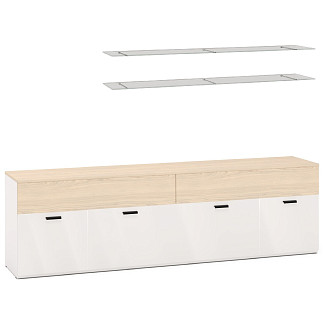 Тумба под телевизор Chelsea белая с двумя навесными стеклянными полками Chelsea белая