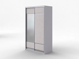 Шкаф Шкаф-купе 2х дв Como/Veda (1 зеркало) (ЛДСП Белая+ткань Белый/Laska 01 Белая смородина) 119x62