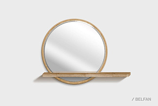 Зеркало настенное с полкой "Уоллстрит" (круглое); к-бейц-масло, п-бейц-масло