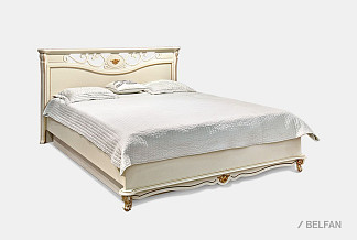 Кровать "Алези" с подьемным механизмом (низкое изножье); с основанием, без матраса; (1400x2000); слоновая кость с золочением