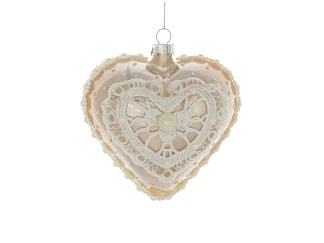 Елочное украшение Сердце с жемчугом