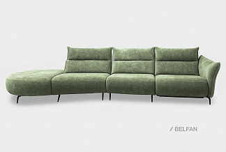 "Floyd" диван модульный; 4L+10W+1ER; Реклайнер; левый; металл черный; Afalin 21 (гр. 2/АВ)