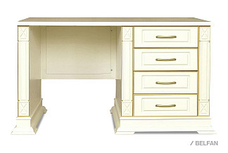 Стол письменный "Верди Люкс 9"; тумба справа; слоновая кость с золочением