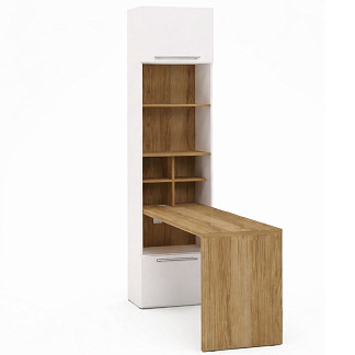 Стол письменный Сохо белая правый со стеллажом Сохо белая