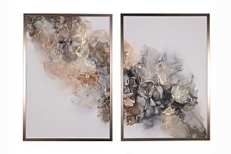 89VOR-MARBLE7/2 Постеры "Мрамор. Диптих-3" (2шт)*70*100см,багет латунь, с поталью
