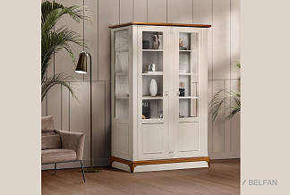 Шкаф с витриной 2-х дверный «Бриансон»; жемчуг+дуб