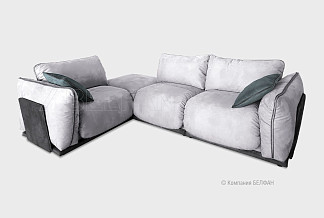 "Ferre" диван 3-х местный с пуфом; нераскл.; 1L+18+10+1R; левый; Runa \_\6+Runa\_\3+Alfa 2303-09 Grafit (гр. 5/ТД+БК)
