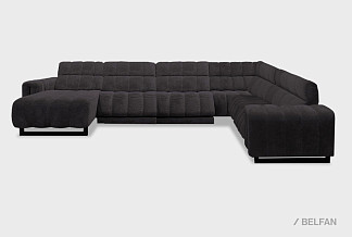 "Дженеси" диван угловой с оттоманкой; раскл.; 8L+10W+10+90+1ER; Реклайнер; Antikvar 504 (38960) (гр. 4/АВ)