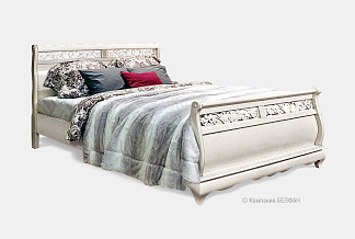 Кровать "Оскар" (высокое изножье); без основания, без матраса; (1400x2000); белая эмаль с темной патиной