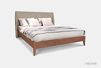 Кровать "Сакраменто" (мягкое изголовье); без основания, без матраса; (2000x2000); трюфель; Nashville 04