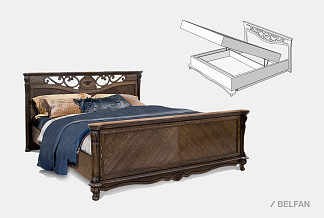 Кровать "Алези" с подьемным механизмом (высокое изножье); с основанием, без матраса; (1800x2000); табак