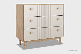 Комод "Меридиан" 3; 3 ящика; к-персиковое масло, ф-панна котта