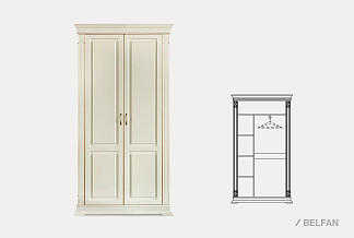 Шкаф для одежды 2-х дв. "Верди Люкс 2/2"; слоновая кость с золочением