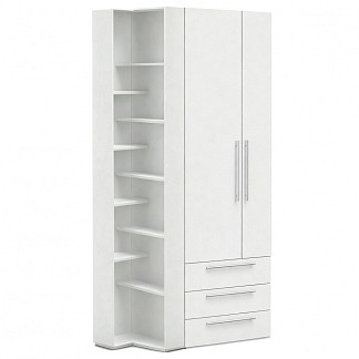 Шкаф двухстворчатый Сохо белая со стеллажом Сохо белая