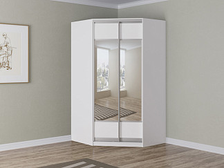 Шкаф Угловой шкаф Como/Veda (ЛДСП Белая+экокожа Белый/Белый) 124x62