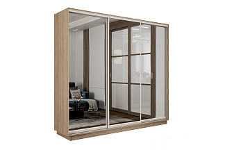 Шкаф-купе Премиум 3х дв 210х240х45 Сонома Зеркало/Зеркало/Зеркало