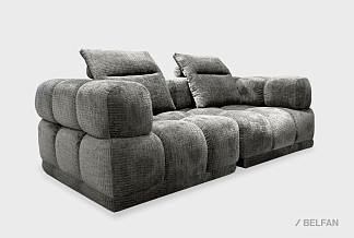 "Киото" диван 2-х местный; нераскл.; 90+90; Nicoya Darkgrey (гр.2/Турция)