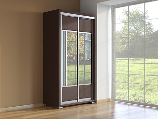 Шкаф Орматек Шкаф-купе 2х дв Orma Soft 2 (2 зеркала) (Экокожа Коричневый) 119x60