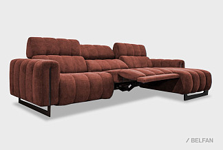 "Дженеси" диван с оттоманкой; раскл.; 1EL+10W+8R; Реклайнер; Grain 06 (38747); (гр. 1/МТХ)