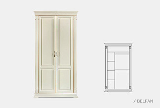 Шкаф для одежды 2-х дв. "Верди Люкс 2/3"; слоновая кость с золочением