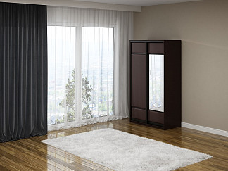 Шкаф Шкаф-купе 2х дв Como/Veda (1 зеркало) (ЛДСП Черная+экокожа Черный/Черный) 119x62