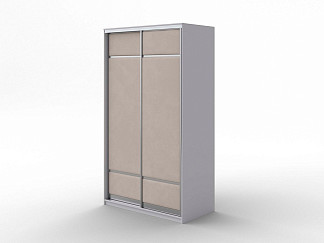 Шкаф Шкаф-купе 2х дв Como/Veda (без зеркал) (ЛДСП Белая+ткань Белый/Laska 15 Лён) 119x62