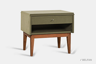 Тумба прикроватная "Сакраменто" (с нишей); олива, орех