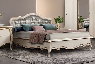 Кровать комбинированная "Трио"; без осн, без матр; (1600x2000); белая эмаль с золотой патиной; И-11