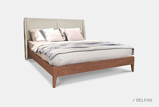 Кровать "Сакраменто" (мягкое изголовье); без основания, без матраса; (2000x2000); трюфель; Nashville 02