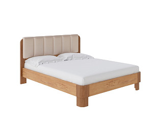 Кровать Wood Home Lite 2 (ЛДСП Бунратти+экокожа ЛДСП Бунратти/Антик (сосна)/Бежевый перламутр (5062)) 200x220