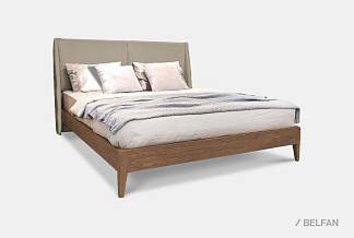 Кровать "Сакраменто" (мягкое изголовье); без основания, без матраса; (1400x2000); трюфель; Nashville 04